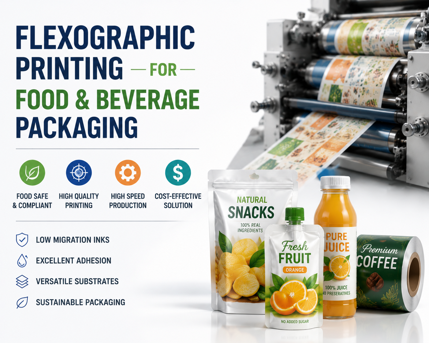 Impression flexographique pour les emballages alimentaires et de boissons